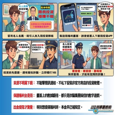 【小心假名人投資群組詐騙】圖片